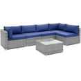 thumbnail image 5 of Gymax 6PCS Patio Conversation Furniture Set Rattan Sectional Sofa Set w/ Navy Cushions, 5 of 5