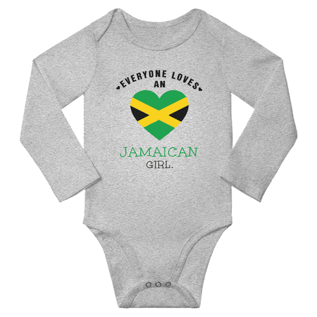 

Everyone Loves An Jamaican Girl Baby Long Slevve Bodysuit Romper (Gray 3-6 Months)