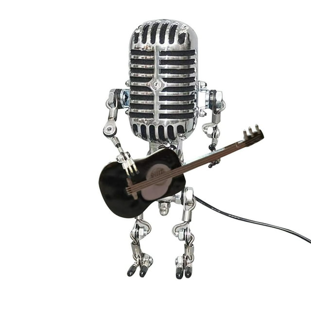 Kabnic Art de Table Robot Microphone Vintage Décoration de Bureau à Domicile