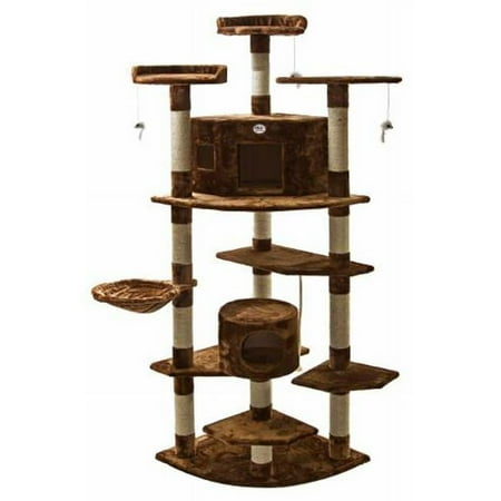 UPC: 0852438003531 | Go Pet Club Cat Tree Furniture 80 in. High Penthouse – Brown