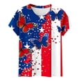thumbnail image 4 of Goodtrade8 Women's Summer T Shirts July 4th American Pullover Short Sleeve Graphic , Red White and Blue Red White and Blue Casual Independence Day Tops for Junior Fashion, 4 of 6