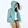 thumbnail image 3 of Winter Down Coat Thin Padded Hood Mid Length Full Zipper Windproof Plus Size Long Sleeves Pockets Warm Daily Wear Outwear Cotton Jacket, 3 of 8