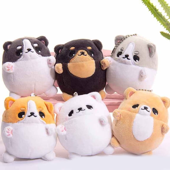 Happy Date Keychain Corgi Dog Pendant Puppy Dog Plush Doll School Bag Pendant Shiba Inu Cute Backpack Doll Keychain