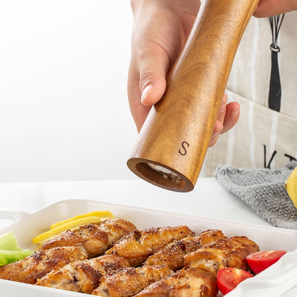 Wood Salt And Pepper Grinder Set Manual Pepper Grinder Mill with Spoon Grinder for BBQ