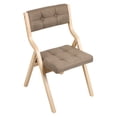 thumbnail image 3 of Porfeet 2Pcs Wooden Folding Chair with Thick Upholstered Cushion, Ergonomic Dining Chairs for Comfort, Supports 350 lbs, Compact Furniture for Dining Rooms Kitchen Wedding Party,Dark Gray, 3 of 9