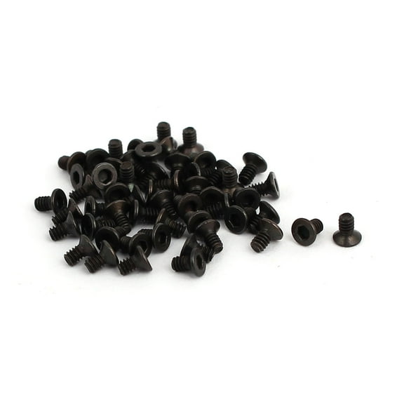 Unique Bargains M1.6x3mm Grade 10.9 Countersunk Flat Head Hex Socket Cap Screw Black 50pcs