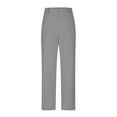 thumbnail image 3 of Women's Solid Color Stylish Casual Straight Leg Pants with Button Closure and Pockets Comfortable Work Trousers for Daily Commute Casual Pants for Women Track Sweatpants for Women Women Work, 3 of 4
