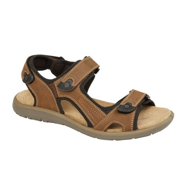 Roamers Sandales de Sport pour Hommes à Triple Bride en Cuir avec Fermeture à Pression