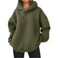 thumbnail image 2 of Women’s Oversized Hoodie Sweatshirt Loose Fit Casual Pullover Solid Color Long Sleeve Hooded Tops Soft Cozy Fall Winter Outfits, 2 of 6