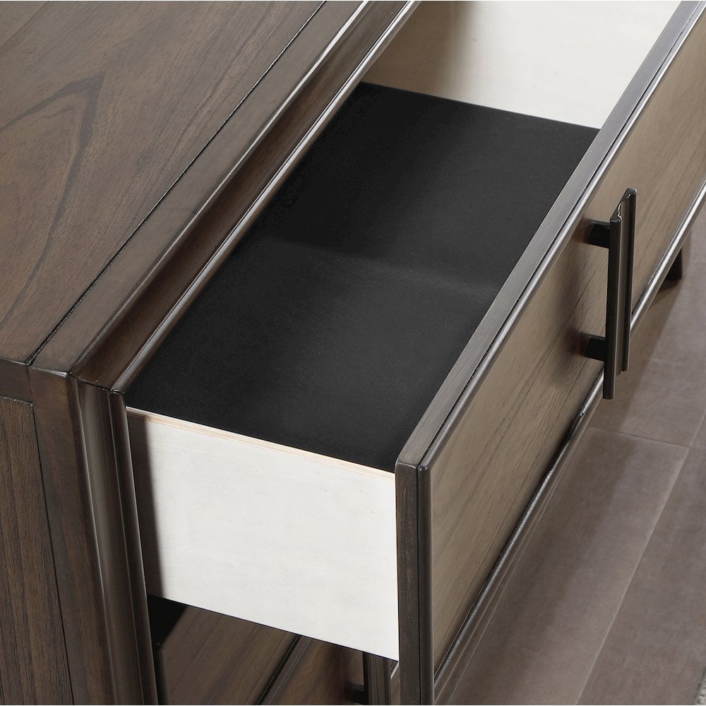 Roundhill Furniture Aetheria Contemporary Wood 6-Drawer Dresser in Dark Brown