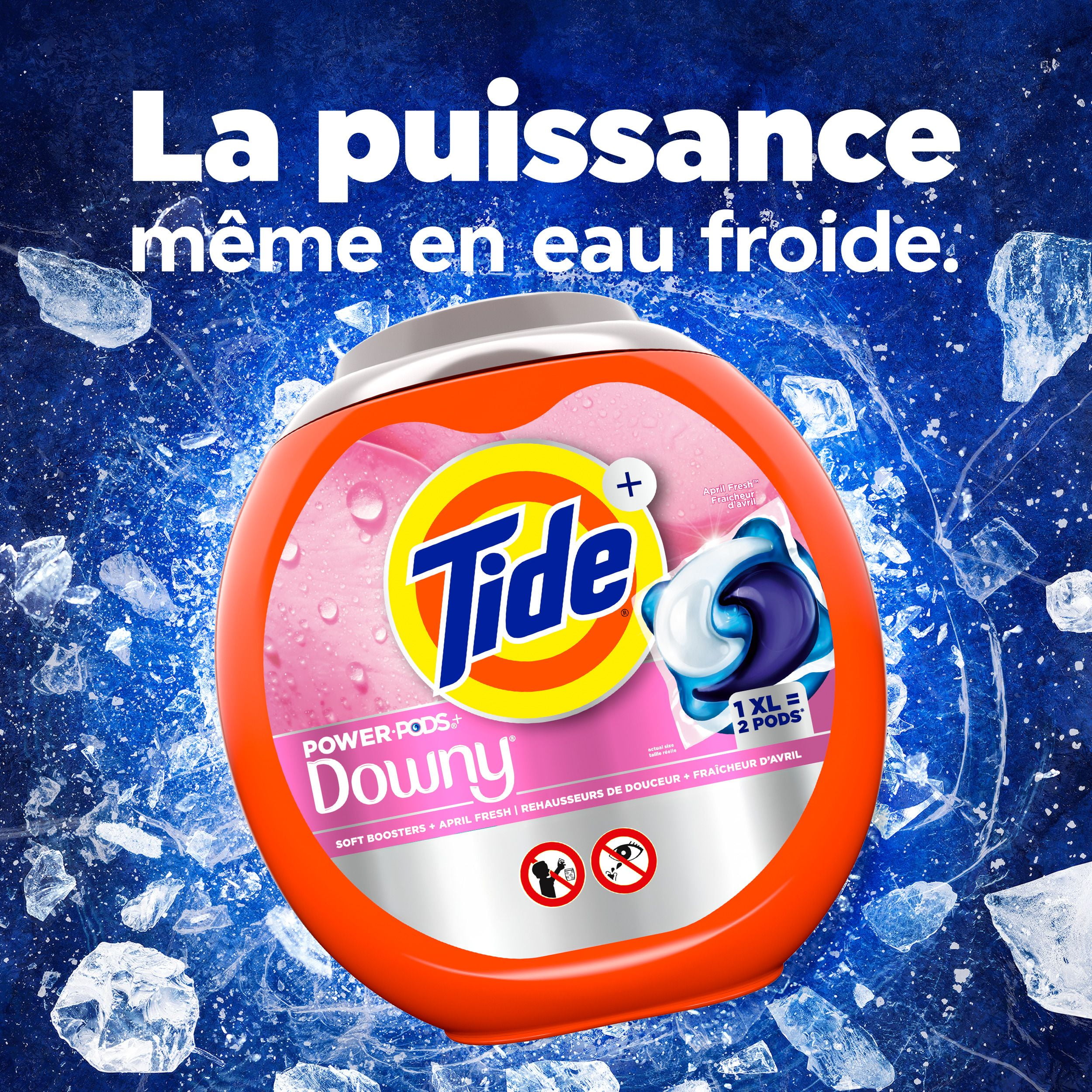 Tide Power PODs + Downy Laundry Detergent Pods, Soft Boosters + April Fresh, Detergent soap pacs for Laundry washing, HE compatible, 63 Count