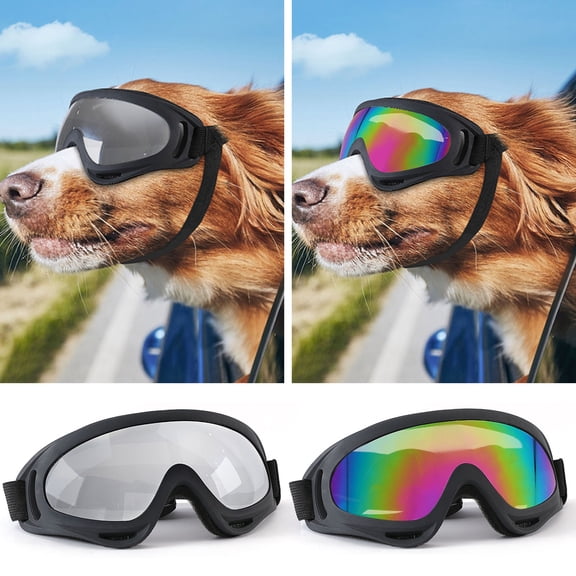 Dog Goggles with Adjustable Straps UV Protection Windproof Anti-Fog Dustproof Dog Sunglasses Outdoor Riding Driving Puppy Glasses for Small to Medium Breed Dog