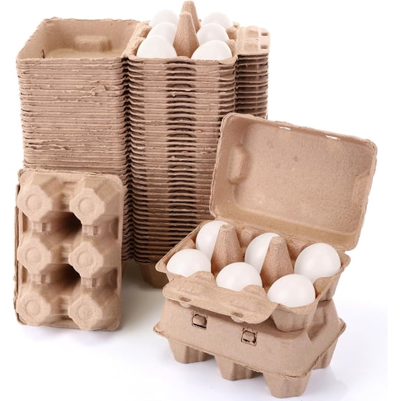 50 Pack Duck Paper Egg Cartons Half Dozen Jumbo Egg Cartons Bulk Extra Large Empty Storage for Family Pasture Farm Market Display