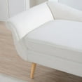 thumbnail image 4 of Triple Tree Upholstered Fabric Chaise Lounge Modern Arms Wave Back Solid Wood Legs Pillow, White, 4 of 7