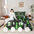 thumbnail image 3 of Manfei Contemporary Abstract Twin Comforter Sets, Geometric Circle Rectangle Bedding Set, Green and Black, Black Reversible 2-Piece, 1 Comforter and 1 Pillowcase, 3 of 6