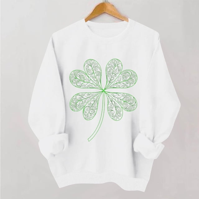 TaTaai Women Casual St Patrick's Day Printed Crew Neck Long Sleeve No Hood Sweatshirt Ladies Spring Daily Office Street Wear Soft Comfortable Machine Washable Stylish Top Gift