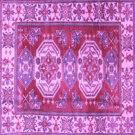 Ahgly Company Indoor Square Persian Purple Traditional Area Rugs, 7' Square