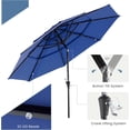 thumbnail image 5 of JIOABL 10FT Solar Patio Umbrella with 32 LED Lights, Tilt and Vent, 8 Ribs for Garden, Deck, Patio, Navy Blue, 5 of 11
