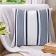 thumbnail image 3 of Pillow Covers 18x18 Set of 2, Navy Blue Striped Throw Pillow Covers Decorative Couch Cushion Cover, Farmhouse Thin Vertical Stripes Modern Microfiber Soft Pillowcases for Bedroom Living Room Sofa, 3 of 9