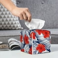 thumbnail image 6 of Gukieu Leaves And Flowers Print Leather Tissue Box, PVC Waterproof Velcro Opening and Closing Square Tissue Box Holder, Suitable for Home and Office Decoration, 6 of 7
