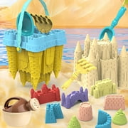 Hesroicy 1 Set Kid Beach Toy Food Grade Smooth Edge Exquisite Shape Bright Color Wide Application Relieve Stress Realistic Sand Beach Toy Castle Mold with Shovel Set for Kid