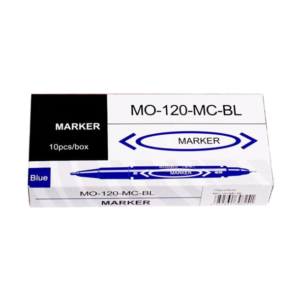 Paquete de 10 rotuladores de doble punta para delinear, punta fina y ancha, a base de aceite, resistentes al agua, negro, rojo y azul, 22 ml Yulucky