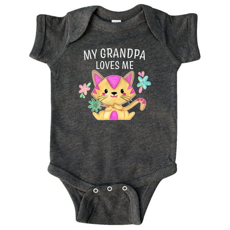 

Inktastic My Grandpa Loves Me with Cute Kitten and Flowers Gift Baby Boy or Baby Girl Bodysuit