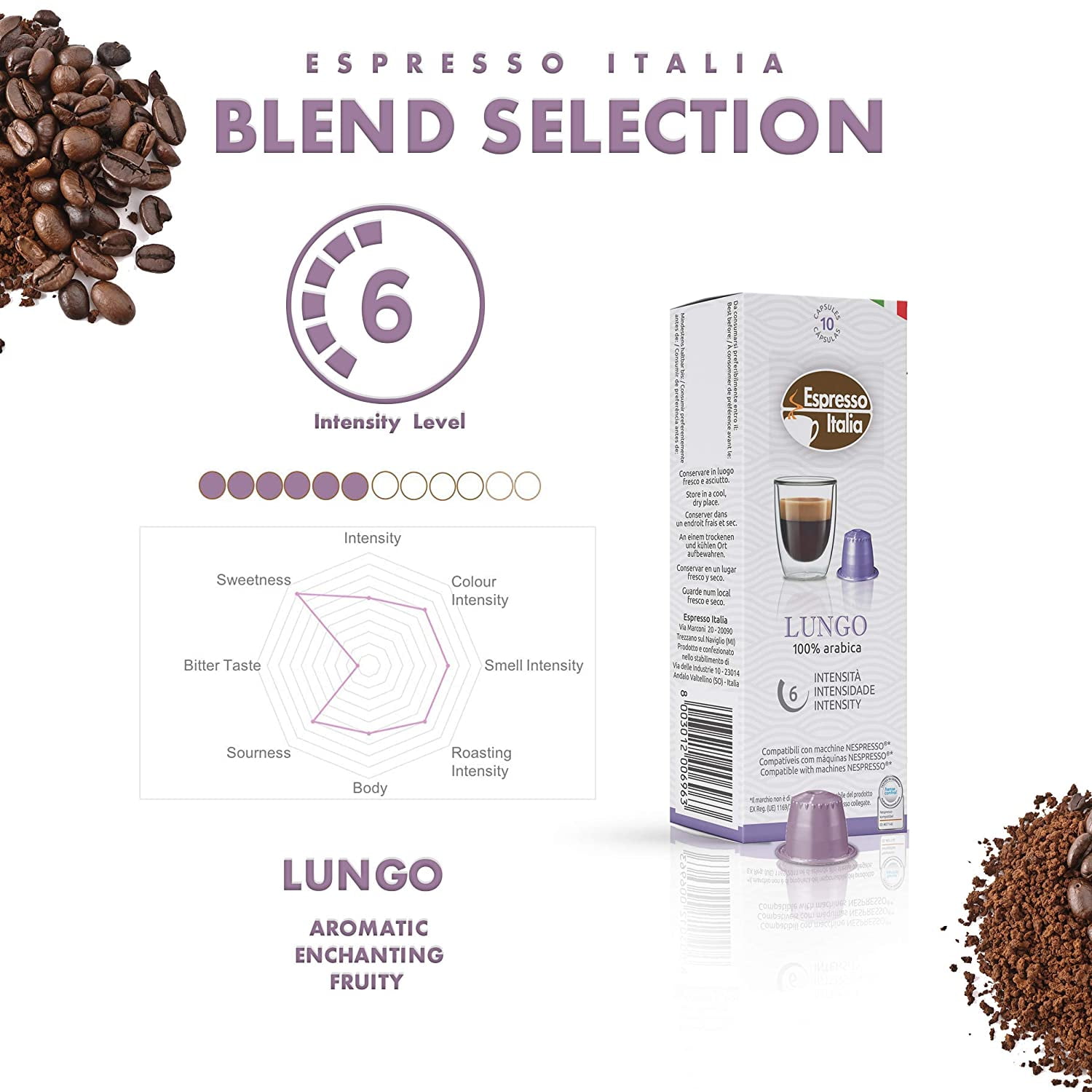 Espresso Italia Naturally Caffeinated Coffee Pods, 200 capsules, Variety Pack