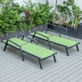 thumbnail image 4 of LeisureMod Marlin Poolside Outdoor Patio Lawn and Garden Modern Black Powder Coated Aluminum Frame Suntan Sling Chaise Lounge Chair with Armrests, Set of 2 (Green), 4 of 9