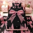 thumbnail image 4 of Meiyoeat Girly Pink Bow Twin Sheets 3pcs for Teens, Sparkle Glitter Print Bedding for Bedroom, 4 of 6