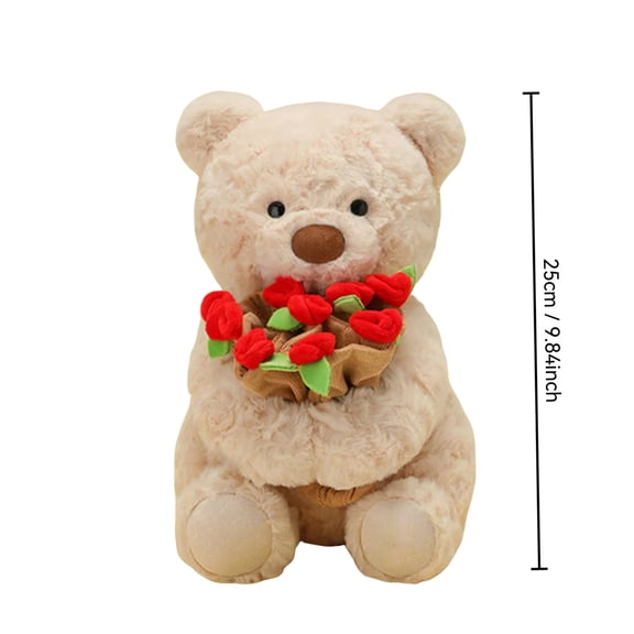 Cute Teddy Bear Plush Toy with Red Rose,9" Valentine's Day Gift for Lover, Soft and Huggable Doll for Romantic Surprises,Symbol of Everlasting Affection, Ideal for Proposals and Anniversaries