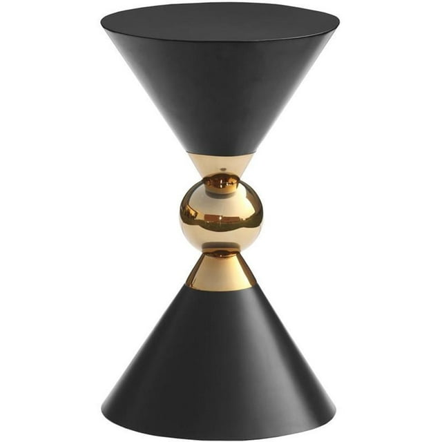 Meridian Furniture Malia Black and Gold Metal Hourglass Shaped End Table