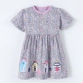 thumbnail image 3 of HAYIMI Girls Cartoon Floral A-Line Dress For Kids Lightweight Party Kidswear For Girls Comfortable Everyday Dress With Cute Print O-Neck Relaxed Fit Dresses, 3 of 6