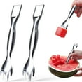 thumbnail image 2 of 2 In 1 Stainless Fruit Cutter Upgeade Portable Head Stainless Watermelon Cutter Summer Watermelon Cutting Artifact Fruit Forks Slicer For Parties Camping, 2 of 9