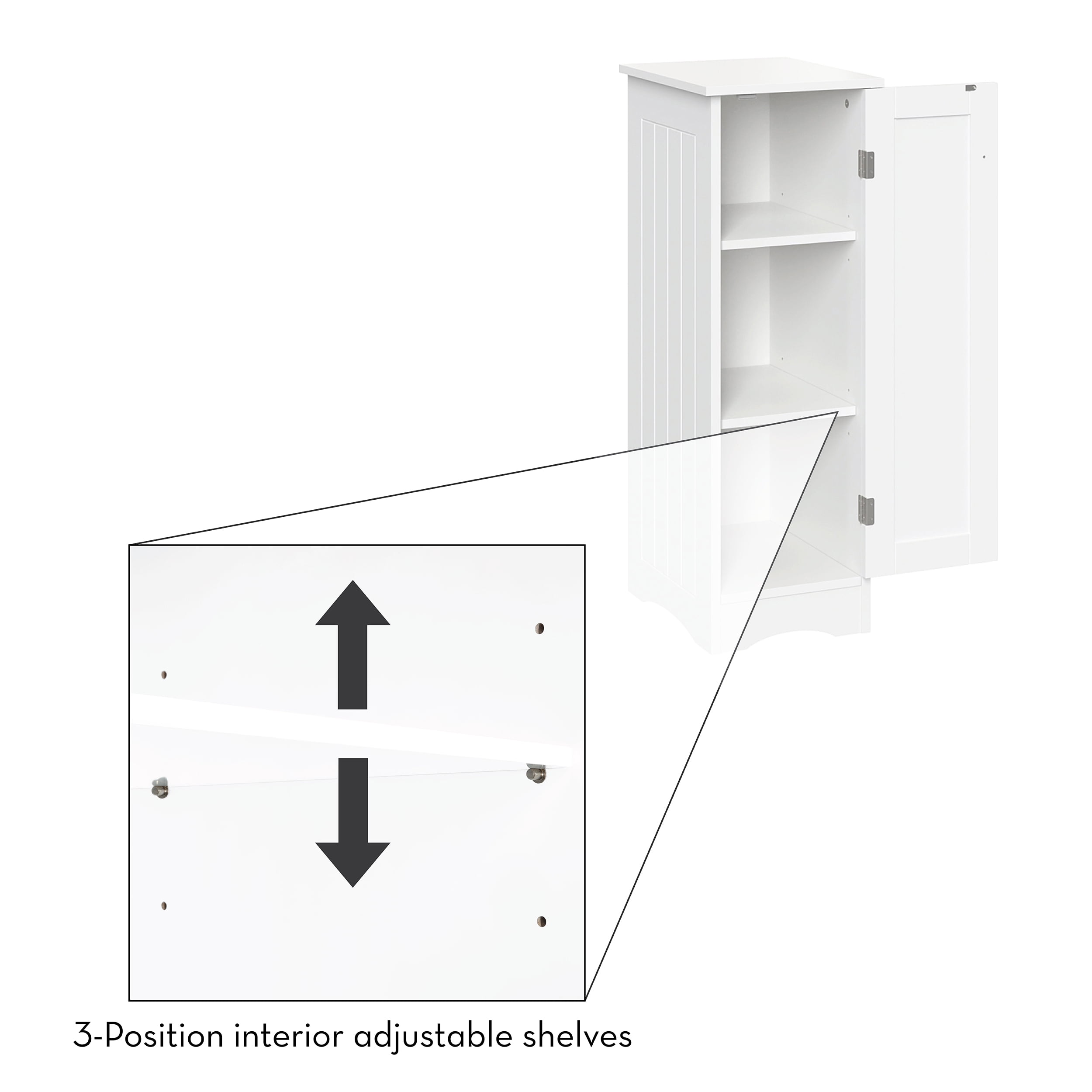 RiverRidge Ashland 1-Door Slim Bathroom and Laundry Storage Cabinet with Shelves - White