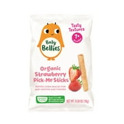 Little Bellies Organic Strawberry Pick-Me Sticks Puff Snack, Baby and Toddler Snacks, Age 7+ Months, 0.56 oz