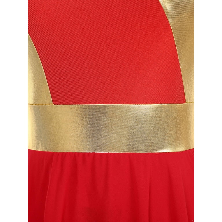 MSemis Women's Metallic Worship Praise Dance Dress Chiffon Lyrical Dance  Costume Red XXL - Walmart.com