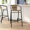 thumbnail image 3 of Flash Furniture Commercial Grade Indoor-Outdoor PE Rattan Restaurant Barstool with Black Steel Frame and Footrest in Medium Brown, 3 of 16