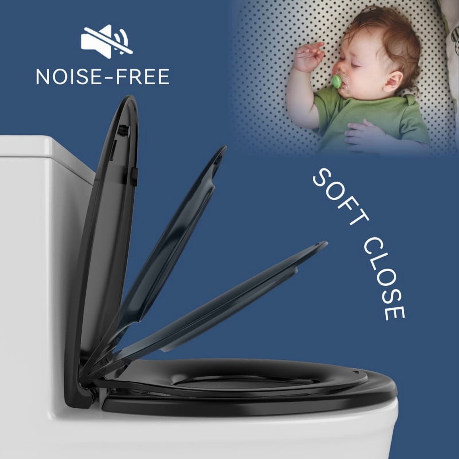 Auktopt Elongated Toilet Seat with Built in Toddler Potty Training Toilet Seat, Soft Close, Easy to Install, Black