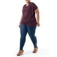 thumbnail image 3 of Wright's Women's Plus Size Draped Front Cowl Neck Short Sleeve Blouse Top, Size 1X-5X, 3 of 7