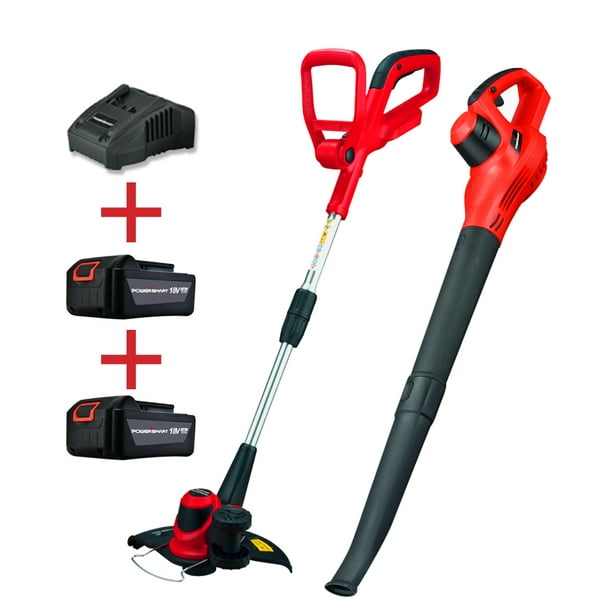 PowerSmart PS76115A-2B 18V Lithium-Ion Cordless String Trimmer and Blower Combo Kit (Include Two Battery and One Charger) -