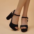 thumbnail image 4 of FNFYFH Women's Platform Chunky High Heels Dress Sandals Peep Toe Ankle Strap Wedding Party Evening Shoes for Women Bride, 4 of 4