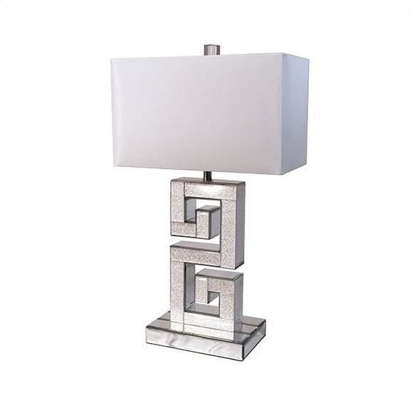 NEW S-Shape Base Chrome & Crystal White Fabric Shade Finish 25" Table Lamp 4002A