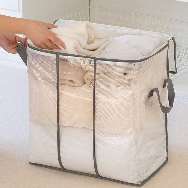 Clothing Storage Bags, Zippered Organizers with Handles, Foldable Travel Moving Storage, Compact Design for Home Organization