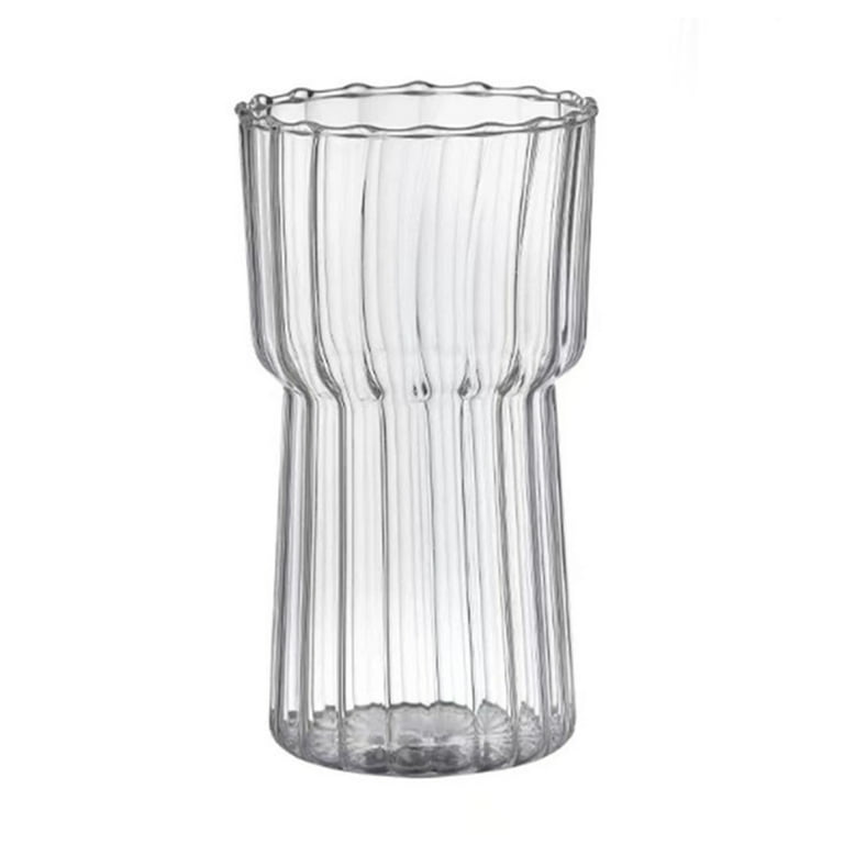 1 Pcs Ribbed Glassware,Vintage Glass,25 oz Modern Glass Cup,Ripple Drinking  Glass,Ribbed Drinking Glass for Weddings,Cocktails or Modern Bar 