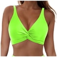 thumbnail image 2 of Womens Bikini Tops Adjustable Wide Straps Swimsuits Twist Front V Neck Bikini Top Bathing Suit Tops Only(Green,XXL), 2 of 7