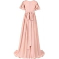 thumbnail image 3 of Drtj 2-14T Kids Teens Junior Flower Girl Wedding Bridesmaids Flowy Chiffon Ruffles Sleeve Pageant Long Dress, 3 of 7