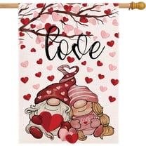 Valentine Flags for Outdoors 28 X 40 Double Sided - Large Happy Valentine''s Day House Flags Plaid Burlap Farmhouse Welcome Decorative Flags For Porch Decor Outside Decoration Gnome
