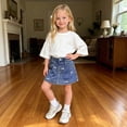 thumbnail image 2 of Fgnfyis Girls Skorts Embroidery Bow High Waist A Line Inner Shorts Summer Casual Skorts for Girls Blue_001 6-7 Years, 2 of 6