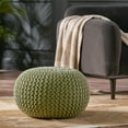 thumbnail image 2 of GDF Studio Poona Modern Handmade Fabric Knit Round Pouf, Green, 2 of 7
